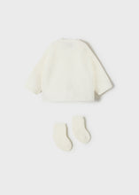 Load image into Gallery viewer, MAYORAL &lt;BR&gt;
Ecofriends knit long cardigan with socks newborn &lt;BR&gt;
White or Cream &lt;BR&gt;

