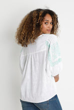 Load image into Gallery viewer, CREAM &lt;BR&gt;
Bella Blouse &lt;BR&gt;
White &amp; Green &lt;BR&gt;
