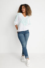 Load image into Gallery viewer, CREAM &lt;BR&gt;
Bella Blouse &lt;BR&gt;
White &amp; Green &lt;BR&gt;

