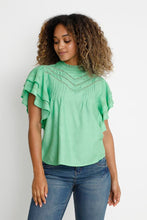 Load image into Gallery viewer, CREAM &lt;BR&gt;
Wing Sleeve Blouse &lt;BR&gt;
Green &lt;BR&gt;
