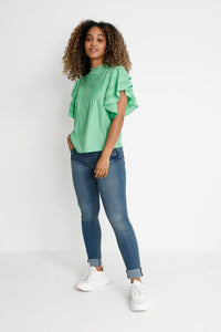 CREAM <BR>
Wing Sleeve Blouse <BR>
Green <BR>