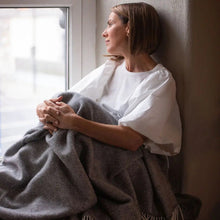 Load image into Gallery viewer, JOHN HANLY &lt;BR&gt;
Cashmere Throw &lt;BR&gt;
Grey Herringbone &lt;BR&gt;
