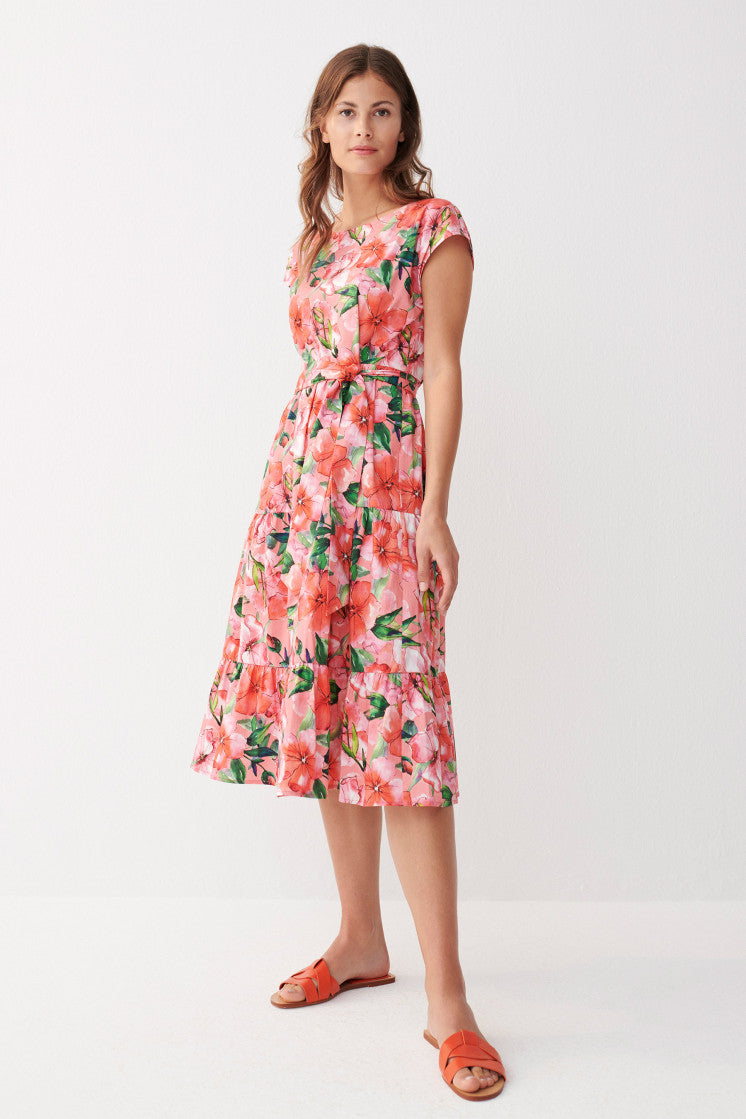 MORE & MORE <BR>
Volant Print Dress <BR>