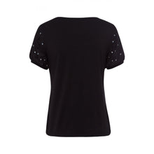 Load image into Gallery viewer, MORE &amp; MORE &lt;BR&gt;
T Shirt with Lace Sleeves &lt;BR&gt;
Black &lt;BR&gt;

