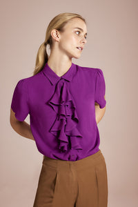 MORE & MORE <BR>
Ruffle Blouse <BR>
Ethnic Lilac <BR>