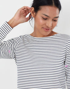 JOULES <BR>
Harbour Embroidered Long Sleeve Jersey Top <BR>
Striped <BR>