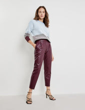 Load image into Gallery viewer, TAIFUN &lt;BR&gt;
Perforated Faux Leather Joggers &lt;BR&gt;
Burgundy &lt;BR&gt;
