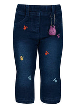 Load image into Gallery viewer, LOSAN &lt;BR&gt;
Baby Brushed Fleece Denim trousers with Embroidery &lt;BR&gt;
Denim &lt;BR&gt;
