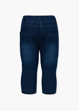 Load image into Gallery viewer, LOSAN &lt;BR&gt;
Baby Brushed Fleece Denim trousers with Embroidery &lt;BR&gt;
Denim &lt;BR&gt;
