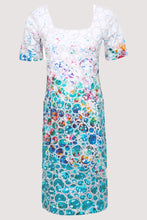 Load image into Gallery viewer, DOLCEZZA &lt;BR&gt;
Printed Short Sleeve Dress &lt;BR&gt;
Turq multi &lt;BR&gt;
