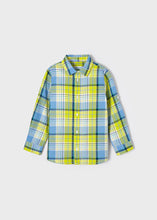 Load image into Gallery viewer, MAYORAL &lt;BR&gt;
Linen chequered long sleeve shirt boy&lt;BR&gt;
Lemon &lt;BR&gt;
