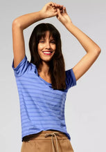 Load image into Gallery viewer, STREET ONE &lt;BR&gt;
Striped Tee &lt;BR&gt;
Blue &lt;BR&gt;
