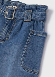 MAYORAL <BR>
Denim Trousers with belt <BR>
Light Denim <BR>