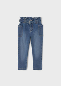 MAYORAL <BR>
Denim Trousers with belt <BR>
Light Denim <BR>