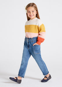 MAYORAL <BR>
Denim Trousers with belt <BR>
Light Denim <BR>