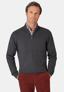 BROOK TAVERNER <BR>
Luxury Cotton Merino 1/4 Zip Neck Jumper <BR>