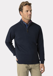BROOK TAVERNER <BR>
Luxury Cotton Merino 1/4 Zip Neck Jumper <BR>