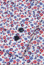 Load image into Gallery viewer, BROOK TAVERNER &lt;BR&gt;
Casual Business Shirt &lt;BR&gt;
White with Navy, Blue and Red Flower Print &lt;BR&gt;
