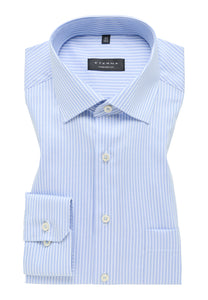 ETERNA <BR>
Striped Twill Shirt, Modern Fit <BR>
Blue <BR>