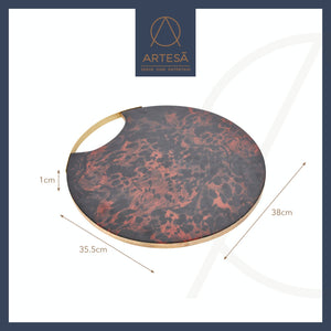 Artesa <BR>
Round Serving Board with Tortoise Shell Resin Finish <BR>
Tortoise Shell <BR>