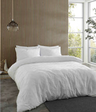 Load image into Gallery viewer, CATHERINE LANSFIELD &lt;BR&gt;
Chevron Clipped Jacquard Duvet cover set&lt;BR&gt;
White &lt;BR&gt;
