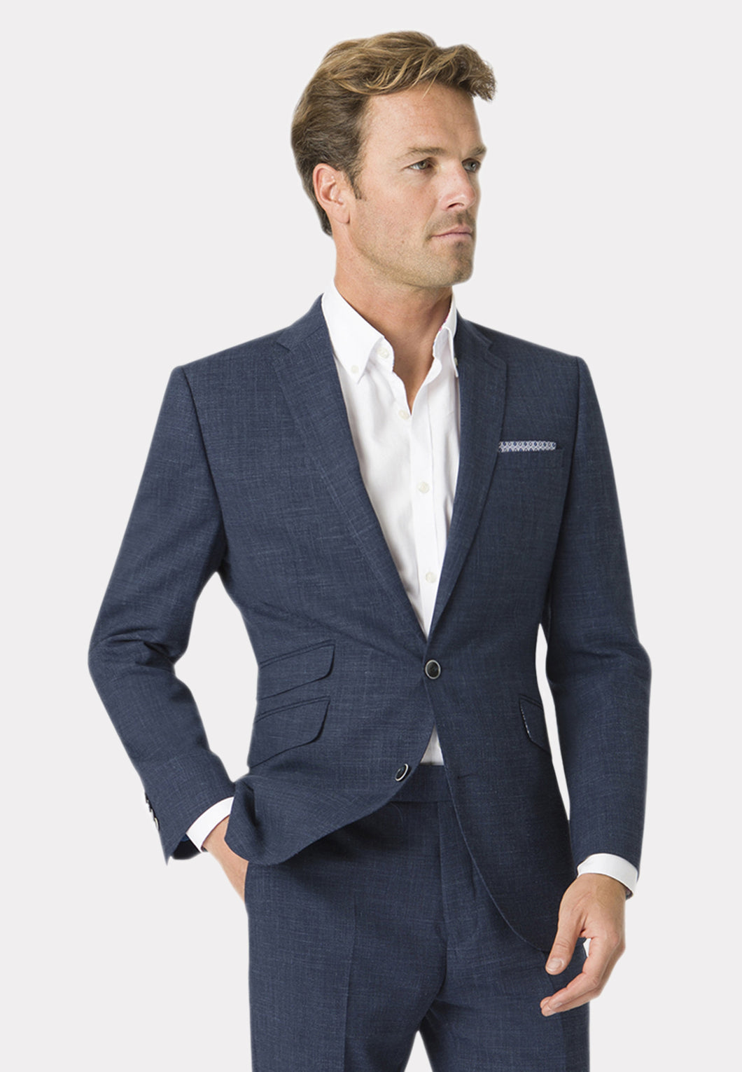 BROOK TAVERNER <BR>
Constable Crease Resistant Linen Suit Jacket <BR>
Navy <BR>