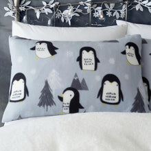 Load image into Gallery viewer, CATHERINE LANSFIELD &lt;BR&gt;
Cosy Penguin Fleece Duvet Cover &lt;BR&gt;
Grey &lt;BR&gt;
