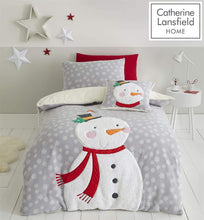 Load image into Gallery viewer, CATHERINE LANSFIELD &lt;BR&gt;
Cosy Snowman Duvet Cover Set &lt;BR&gt;
Grey &lt;BR&gt;
