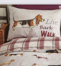 Load image into Gallery viewer, CATHERINE LANSFIELD &lt;BR&gt;
Country Dog Duvet Cover set &amp; Throw&lt;BR&gt;
Beige with Dog print&lt;BR&gt;
