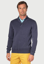 Load image into Gallery viewer, BROOK TAVERNER &lt;BR&gt;
Edmonds Cotton 1/4 Zip Sweater &lt;BR&gt;
Navy &lt;BR&gt;
