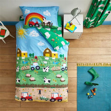 Load image into Gallery viewer, CATHERINE LANSFIELD &lt;BR&gt;
Farmyard themed Kids Duvet Set &lt;BR&gt;
Green &lt;BR&gt;
