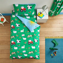 Load image into Gallery viewer, CATHERINE LANSFIELD &lt;BR&gt;
Farmyard themed Kids Duvet Set &lt;BR&gt;
Green &lt;BR&gt;
