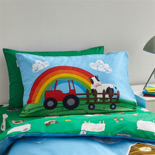 Load image into Gallery viewer, CATHERINE LANSFIELD &lt;BR&gt;
Farmyard themed Kids Duvet Set &lt;BR&gt;
Green &lt;BR&gt;
