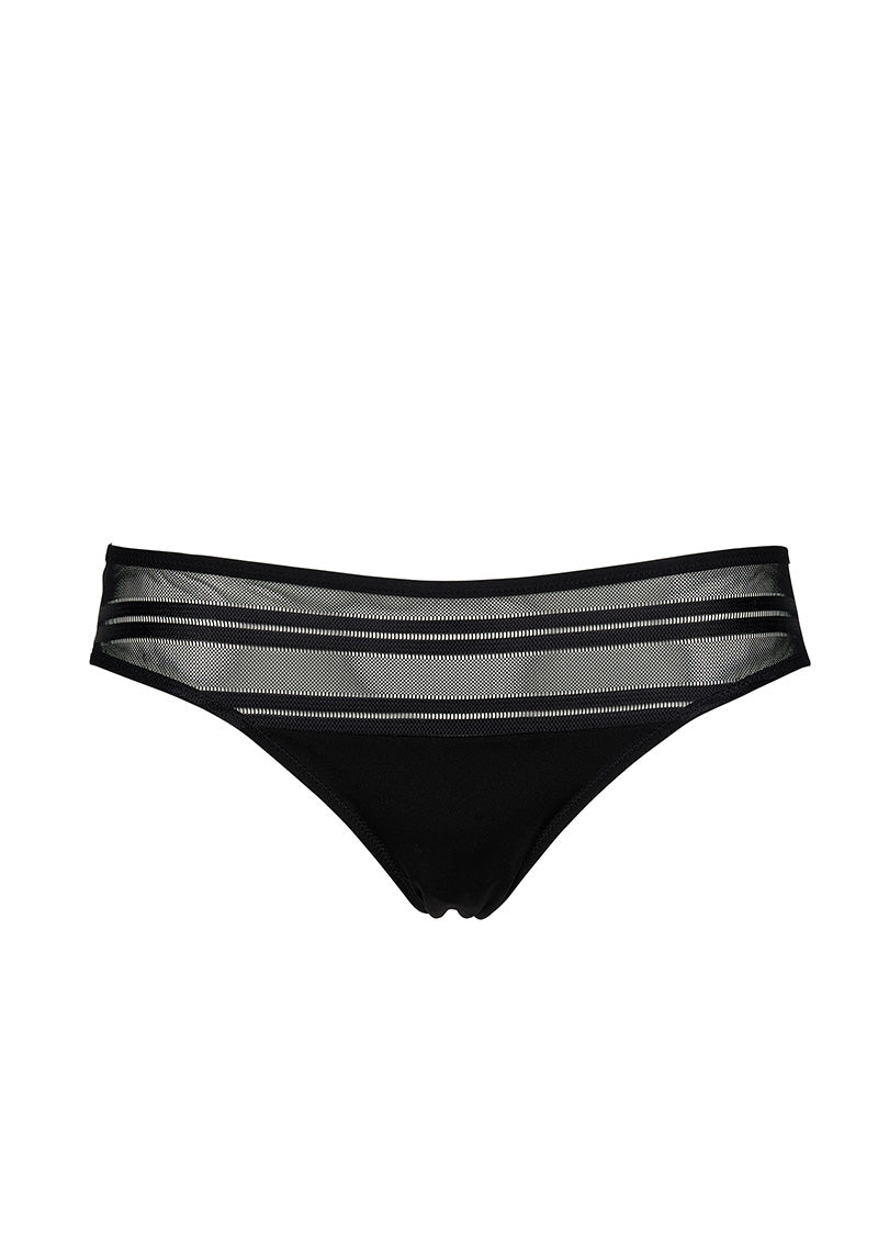AFTER EDEN <BR>
Fenne Mesh Stripe Brief <BR>
Black <BR>