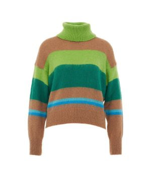 KAOS <BR>
Polo Neck Sweater <BR>
Green Mix <BR>