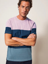 Load image into Gallery viewer, WHITE STUFF &lt;BR&gt;
Mens Linwood Colour Block T Shirt &lt;BR&gt;
Blue &amp; Pink &lt;BR&gt;
