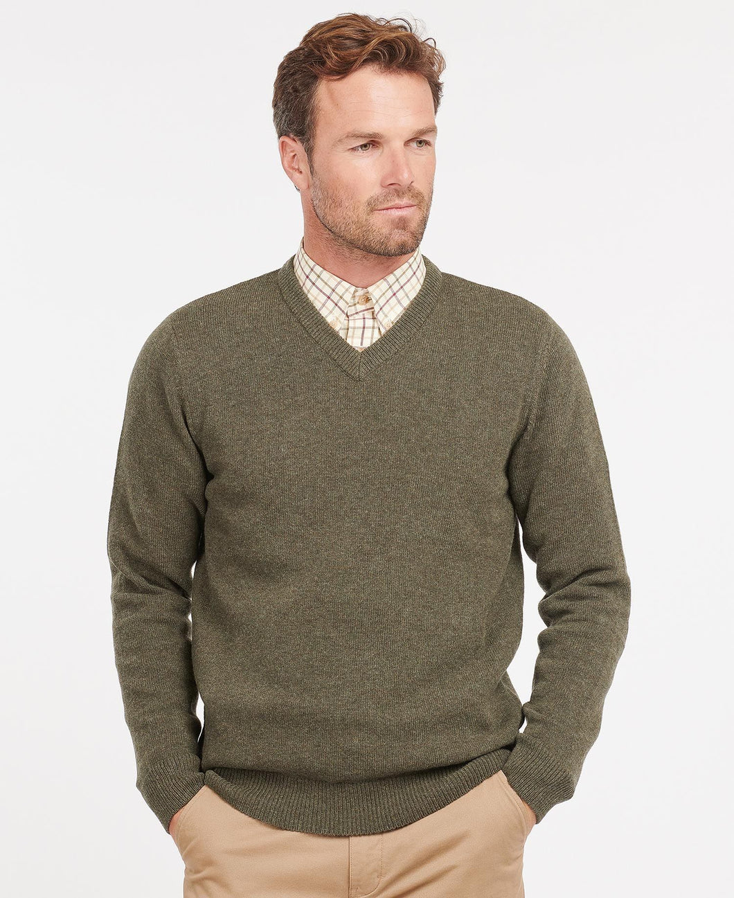 BARBOUR <BR>
Nelson V-Neck Wool Sweater <BR>