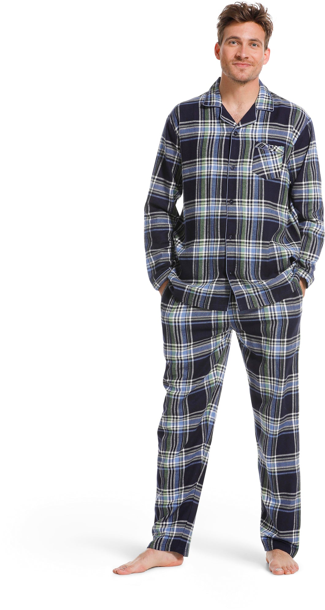 ROBSON <BR>
Mens Pyjamas Straight Leg <BR>
Blue Check<BR>