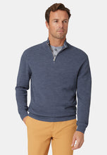 Load image into Gallery viewer, BROOK TAVERNER &lt;BR&gt;
Ricky 1/4 Zip Sweater &lt;BR&gt;
Blue &lt;BR&gt;
