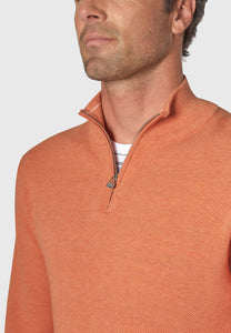 BROOK TAVERNER <BR>
Ricky 1/4 Zip Sweater <BR>
Salmon <BR>