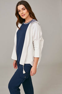 PERUZZI <BR>
Curved Seam Hoody <BR>
Ecru & Navy <BR>