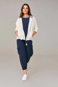PERUZZI <BR>
Curved Seam Hoody <BR>
Ecru & Navy <BR>