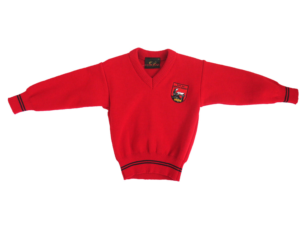SCOIL NA GCEITHRE MAISTRI <BR>
Crested V-Neck Wool Jumper <BR>