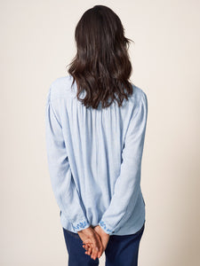 WHITE STUFF <BR>
Trailing Embroidered Shirt <BR>
Blue <BR>