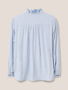 WHITE STUFF <BR>
Trailing Embroidered Shirt <BR>
Blue <BR>
