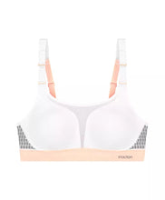 Load image into Gallery viewer, TRIUMPH &lt;BR&gt;
Unpadded Triaction Extreme Lite Sports Bra &lt;BR&gt;
White with peach trim &lt;BR&gt;
