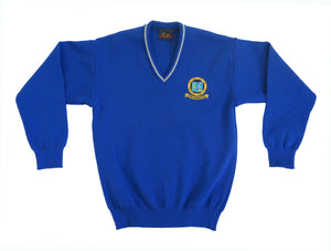 TUBBERCLARE NS <BR>
V Neck Jumper <BR>
Wool <BR>
Blue <BR>