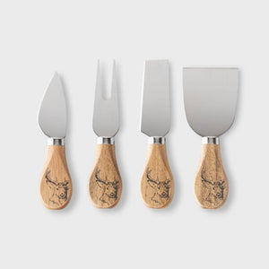 TAYLORS EYE WITNESS <BR>
Four Piece Stag Acacia Wood Cheese Knife Set <BR>