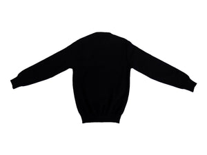 OUR LADY'S BOWER <BR>
Crested Round Neck Wool Jumper <BR>
Navy <BR>