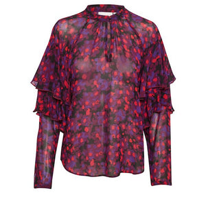 INWEAR <BR>
Fahima Blouse <BR>
Purple & red mix <BR>
